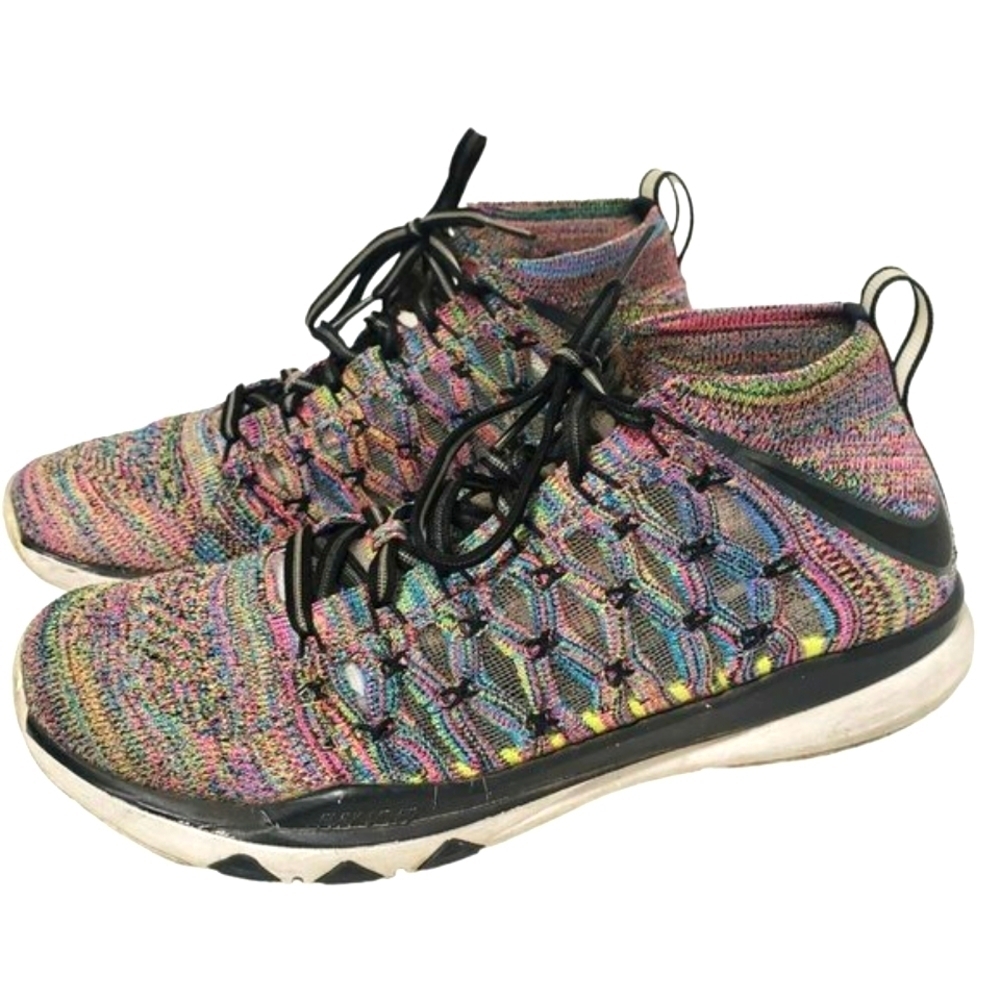 Nike Train sz 7 Ultrafast Flyknit Volt multi colors pink blue white Mens